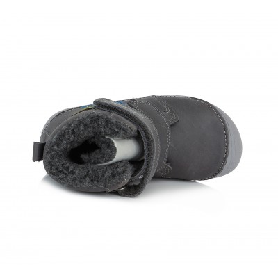 D.D. step chlapčenská detská celokožená zimná obuv Barefoot W063-968 Grey